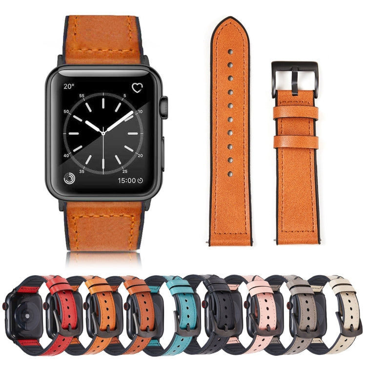 Crazy Horse Texture Leather Replacement Watchbands For Apple Watch Series