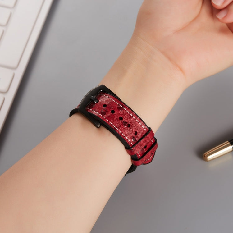 Ostrich Texture Leather Replacement Watchbands For Apple Watch Series