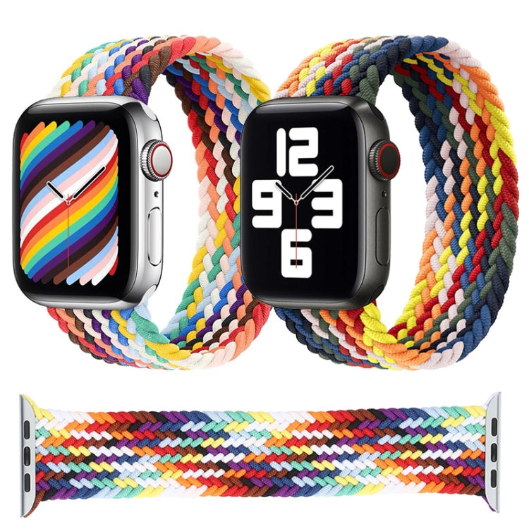 Rainbow Braided Single Loop Replacement Watchbands, Size: S 135mm For Apple Watch Series 6 &amp; SE &amp; 5 &amp; 4 44mm / 3 &amp; 2 &amp; 1 42mm, S 135mm 44mm / 42mm