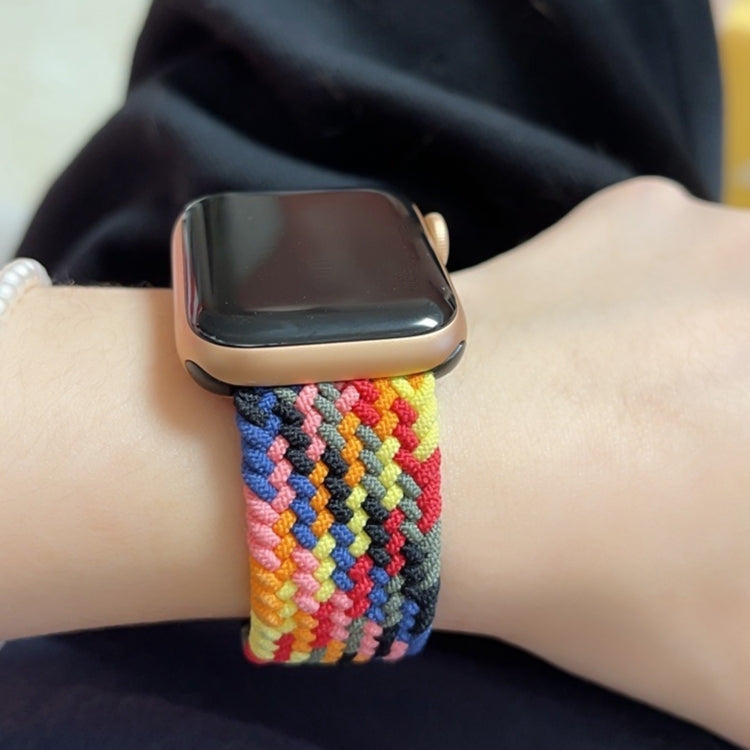 Rainbow Braided Single Loop Replacement Watchbands, Size: L 165mm For Apple Watch Series 6 &amp; SE &amp; 5 &amp; 4 44mm / 3 &amp; 2 &amp; 1 42mm, L 165mm 44mm / 42mm