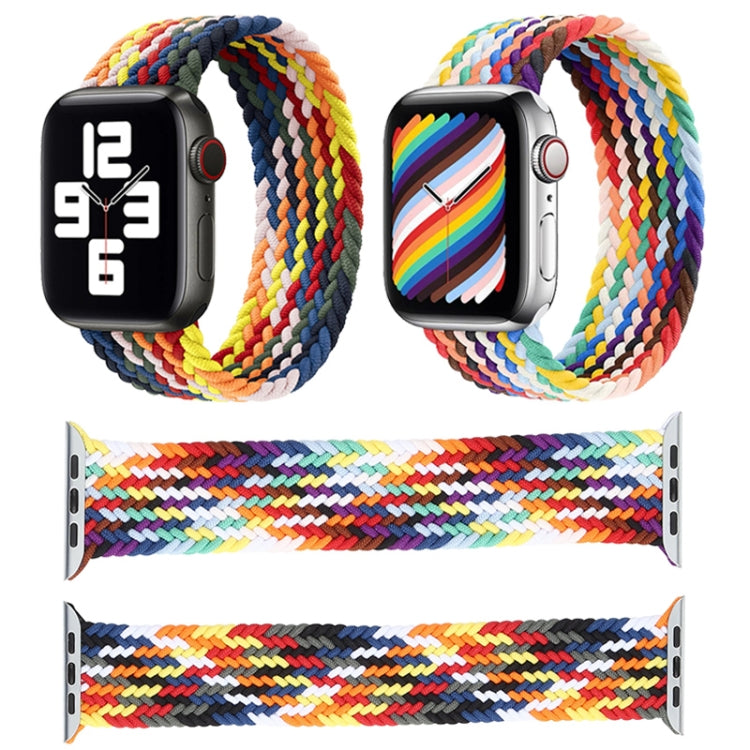 Rainbow Braided Single Loop Replacement Watchbands, Size: L 155mm For Apple Watch Series 6 &amp; SE &amp; 5 &amp; 4 40mm / 3 &amp; 2 &amp; 1 38mm, L 155mm 40mm / 38mm