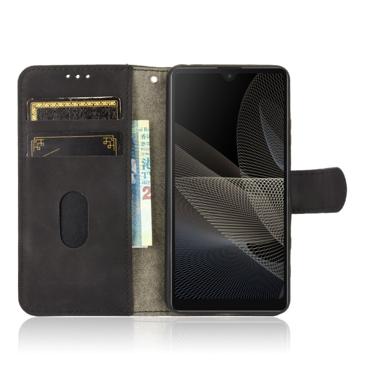 Solid Color Skin Feel Magnetic Buckle Horizontal Flip Calf Texture PU Leather Case with Holder &amp; Card Slots &amp; Wallet, For Sony Xperia Ace II