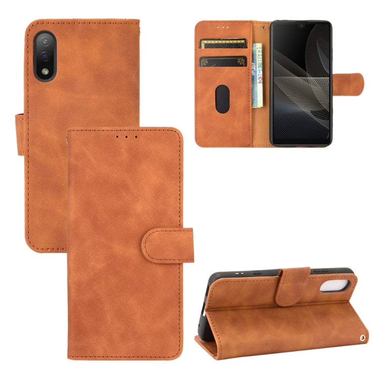 Solid Color Skin Feel Magnetic Buckle Horizontal Flip Calf Texture PU Leather Case with Holder &amp; Card Slots &amp; Wallet, For Sony Xperia Ace II