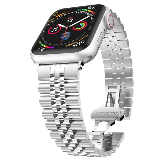 Five Beads Stainless Steel Replacement Watchbands For Apple Watch Series, 7 45mm / 6 &amp; SE &amp; 5 &amp; 4 44mm / 3 &amp; 2 &amp; 1 42mm, 7 41mm / 6 &amp; SE &amp; 5 &amp; 4 40mm / 3 &amp; 2 &amp; 1 38mm