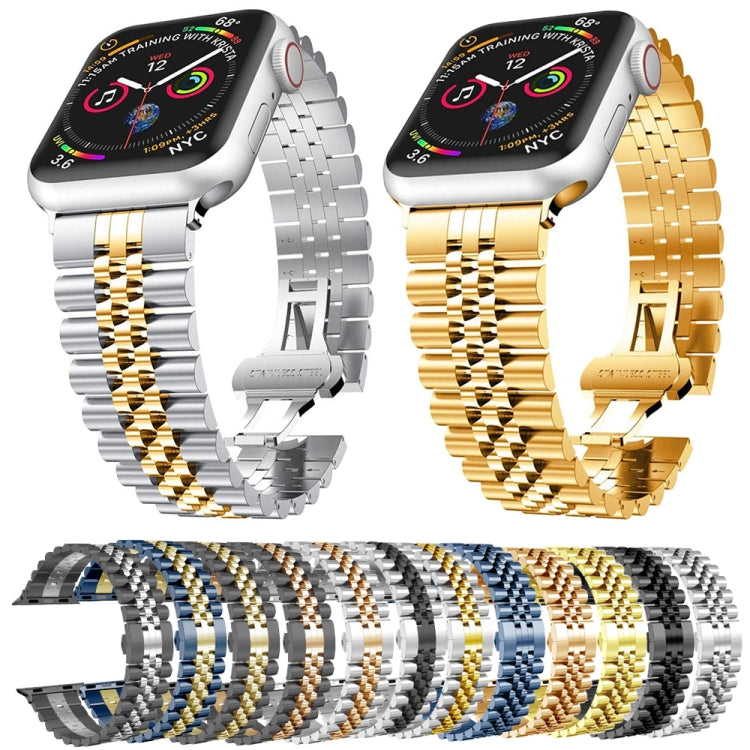 Five Beads Stainless Steel Replacement Watchbands For Apple Watch Series, 7 45mm / 6 &amp; SE &amp; 5 &amp; 4 44mm / 3 &amp; 2 &amp; 1 42mm, 7 41mm / 6 &amp; SE &amp; 5 &amp; 4 40mm / 3 &amp; 2 &amp; 1 38mm