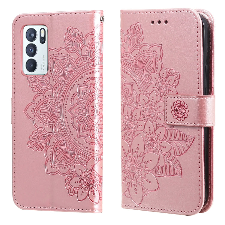 7-petal Flowers Embossing Pattern Horizontal Flip PU Leather Case with Holder & Card Slots & Wallet & Photo Frame