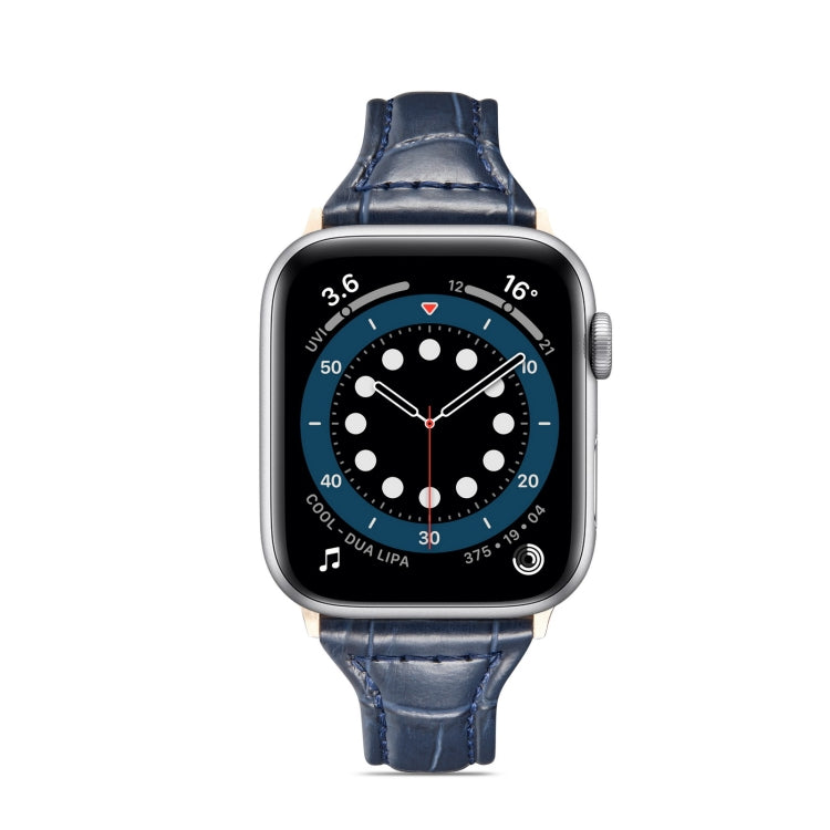 Crocodile Texture Leather Replacement Strap Watchband, For Apple Watch Series 7 41mm / &amp; 6 &amp; SE &amp; 5 &amp; 4 40mm, For Apple Watch Series 7 45mm / &amp; 6 &amp; SE &amp; 5 &amp; 4 44mm