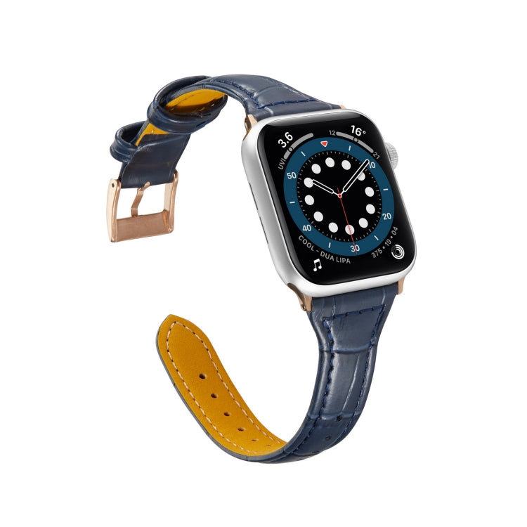 Crocodile Texture Leather Replacement Strap Watchband, For Apple Watch Series 7 41mm / &amp; 6 &amp; SE &amp; 5 &amp; 4 40mm, For Apple Watch Series 7 45mm / &amp; 6 &amp; SE &amp; 5 &amp; 4 44mm