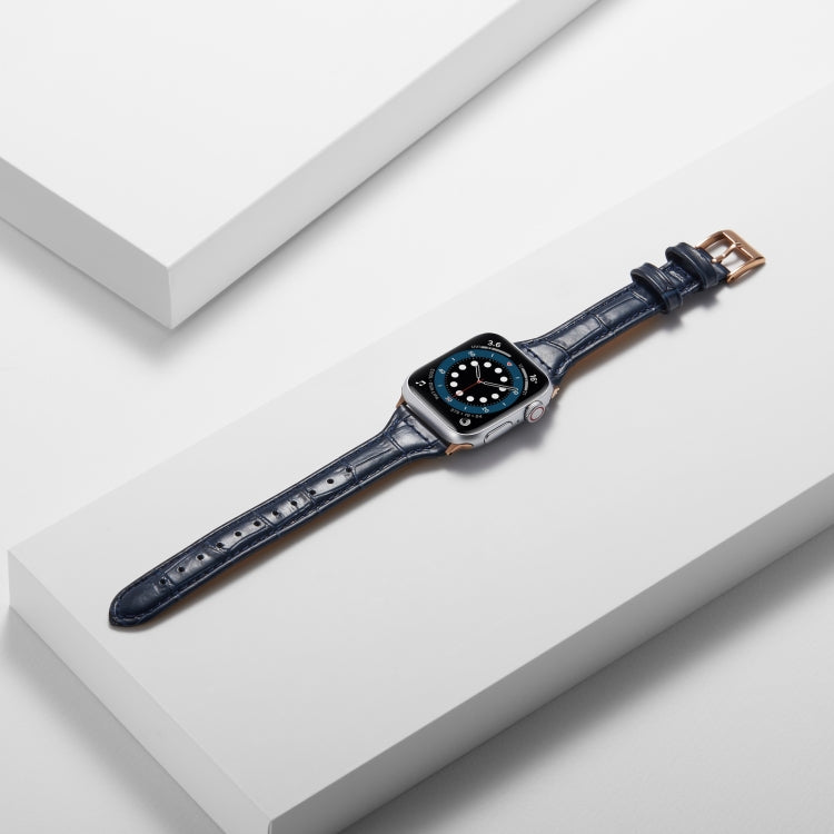 Crocodile Texture Leather Replacement Strap Watchband, For Apple Watch Series 7 41mm / &amp; 6 &amp; SE &amp; 5 &amp; 4 40mm, For Apple Watch Series 7 45mm / &amp; 6 &amp; SE &amp; 5 &amp; 4 44mm