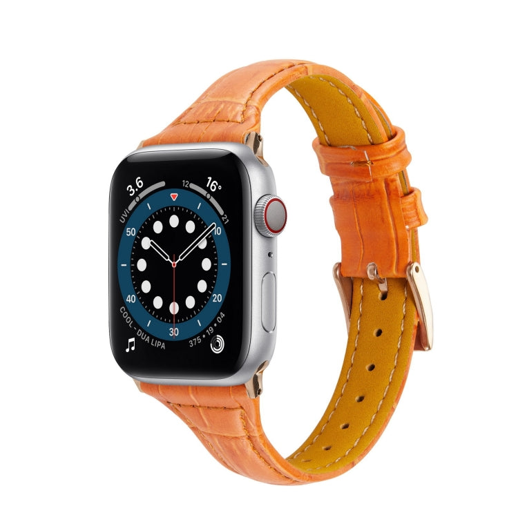 Crocodile Texture Leather Replacement Strap Watchband, For Apple Watch Series 7 41mm / &amp; 6 &amp; SE &amp; 5 &amp; 4 40mm, For Apple Watch Series 7 45mm / &amp; 6 &amp; SE &amp; 5 &amp; 4 44mm