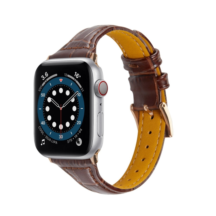 Crocodile Texture Leather Replacement Strap Watchband, For Apple Watch Series 7 41mm / &amp; 6 &amp; SE &amp; 5 &amp; 4 40mm, For Apple Watch Series 7 45mm / &amp; 6 &amp; SE &amp; 5 &amp; 4 44mm