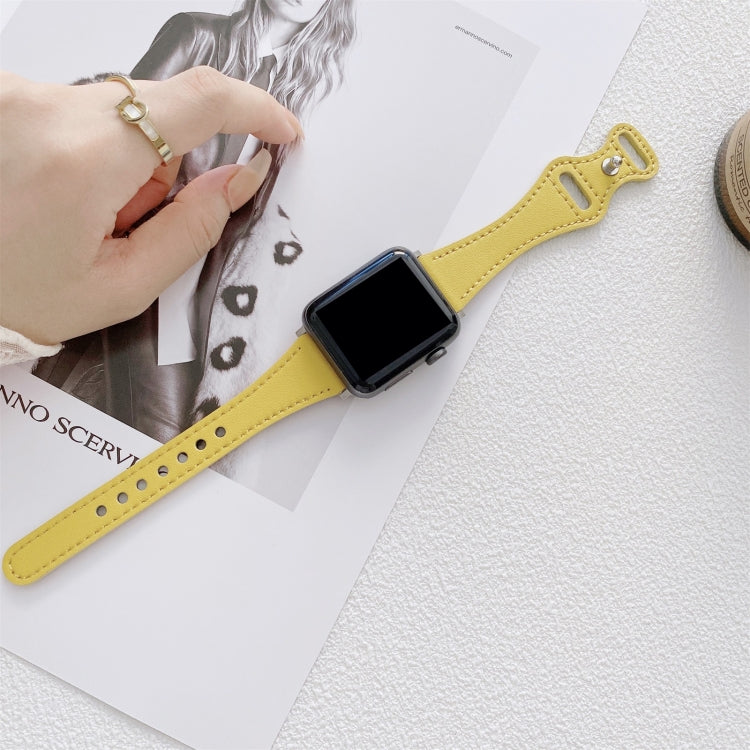 Small Waist 8-shape Reverse Buckle Leather Replacement Strap Watchband For Apple Watch Series