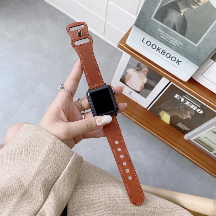 8-shape Buckle Retro Leather Replacement Strap Watchband For Apple Watch Series