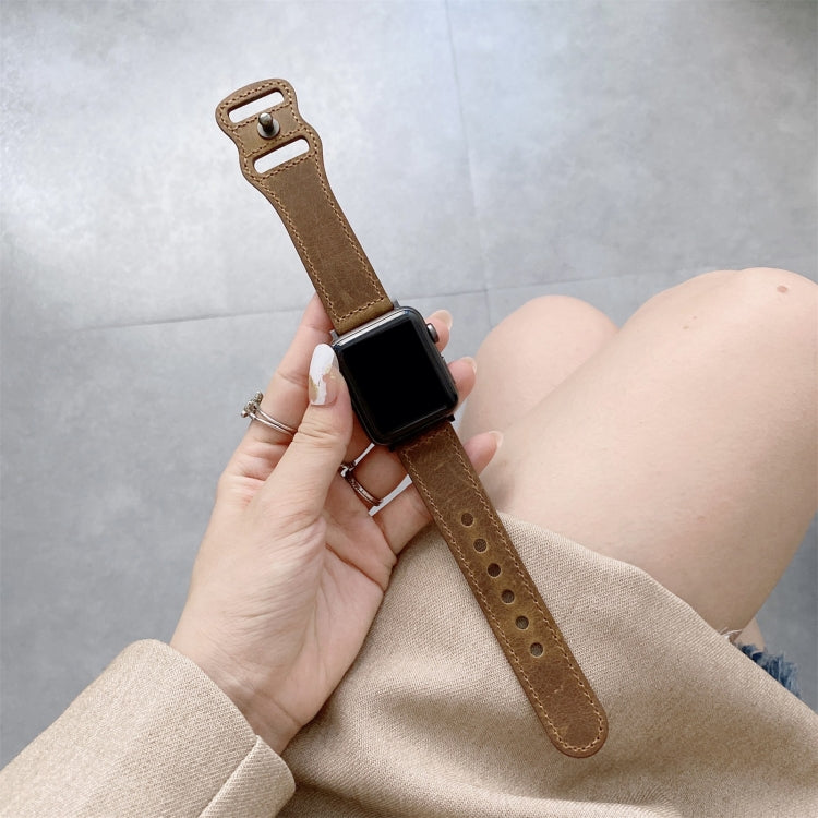 8-shape Buckle Retro Leather Replacement Strap Watchband For Apple Watch Series