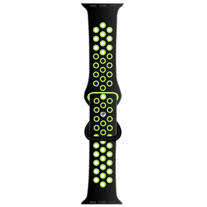 Butterfly Buckle Dual-tone Liquid Silicone Replacement Watchband For Apple Watch Series, 7 41mm / 6 & SE & 5 & 4 40mm / 3 & 2 & 1 38mm, 7 45mm / 6 & SE & 5 & 4 44mm / 3 & 2 & 1 42mm