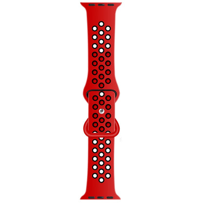 Butterfly Buckle Dual-tone Liquid Silicone Replacement Watchband For Apple Watch Series, 7 41mm / 6 & SE & 5 & 4 40mm / 3 & 2 & 1 38mm, 7 45mm / 6 & SE & 5 & 4 44mm / 3 & 2 & 1 42mm