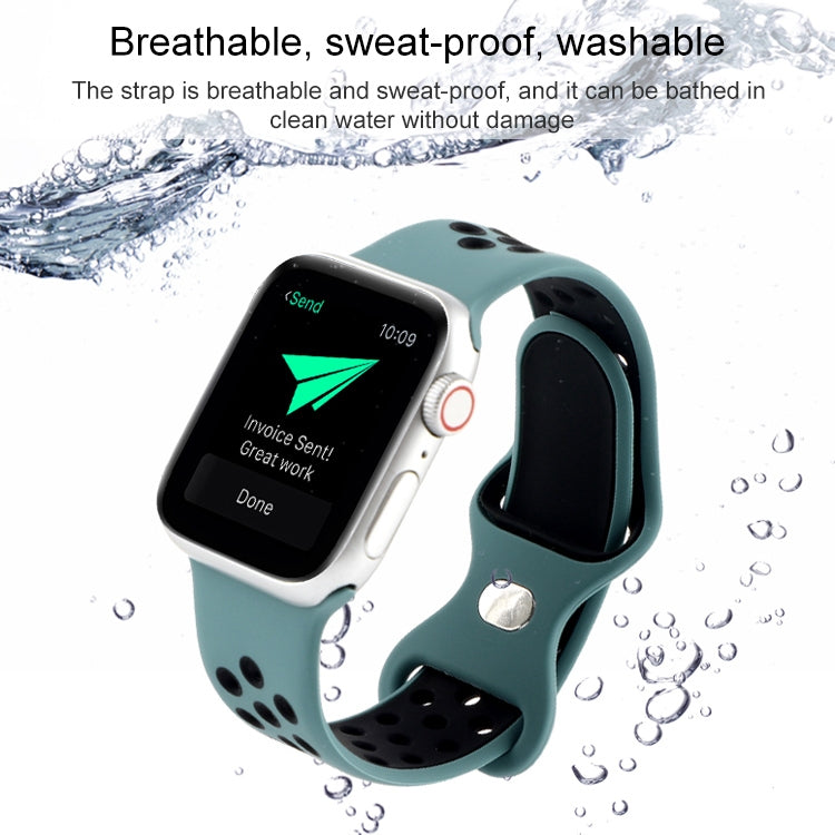 Butterfly Buckle Dual-tone Liquid Silicone Replacement Watchband For Apple Watch Series, 7 41mm / 6 &amp; SE &amp; 5 &amp; 4 40mm / 3 &amp; 2 &amp; 1 38mm, 7 45mm / 6 &amp; SE &amp; 5 &amp; 4 44mm / 3 &amp; 2 &amp; 1 42mm