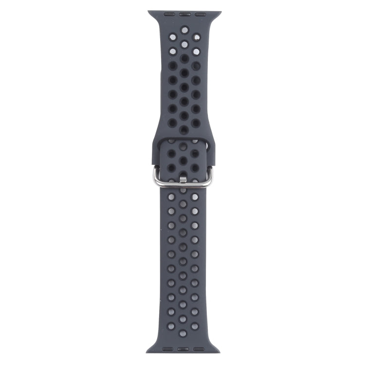 Metal Buckle Silicone Replacement Watchband For Apple Watch Series, 7 45mm / 6 &amp; SE &amp; 5 &amp; 4 44mm / 3 &amp; 2 &amp; 1 42mm