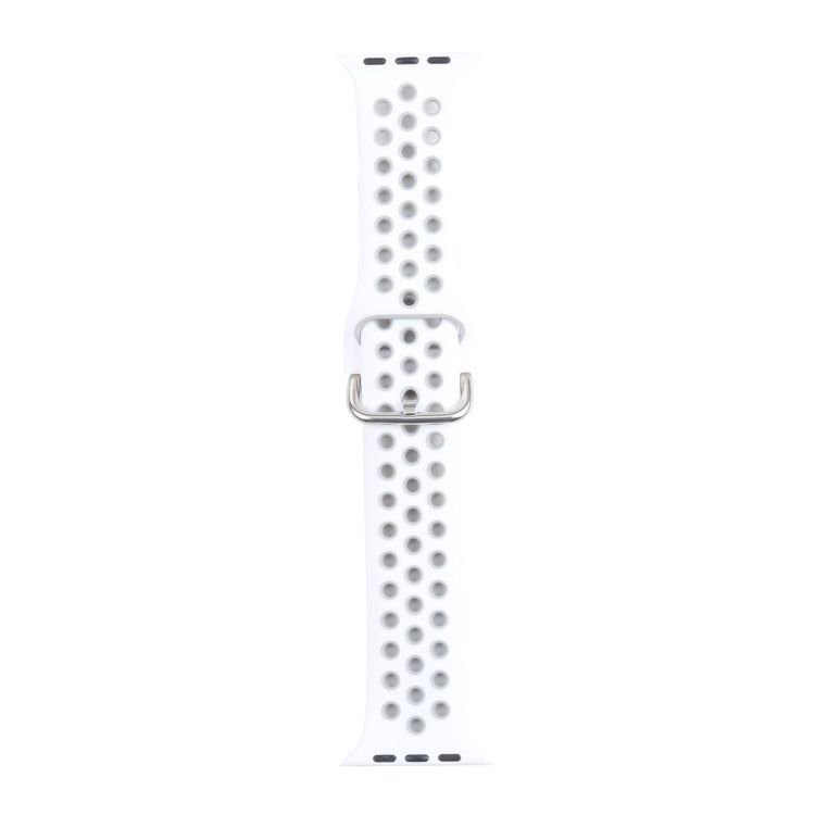 Metal Buckle Silicone Replacement Watchband For Apple Watch Series, 7 45mm / 6 &amp; SE &amp; 5 &amp; 4 44mm / 3 &amp; 2 &amp; 1 42mm