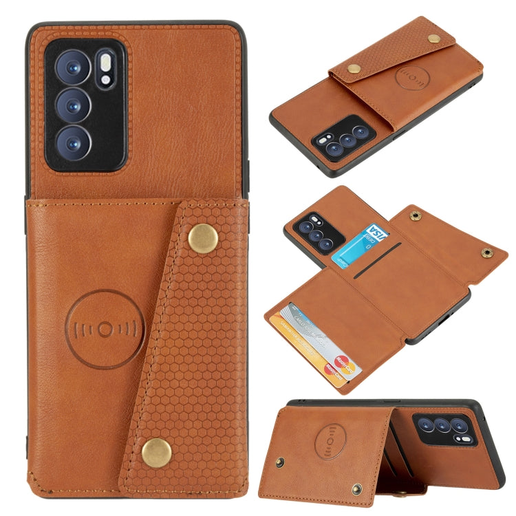 Double Buckle PU + TPU Shockproof Magnetic Protective Case with Card Slot &amp; Holder