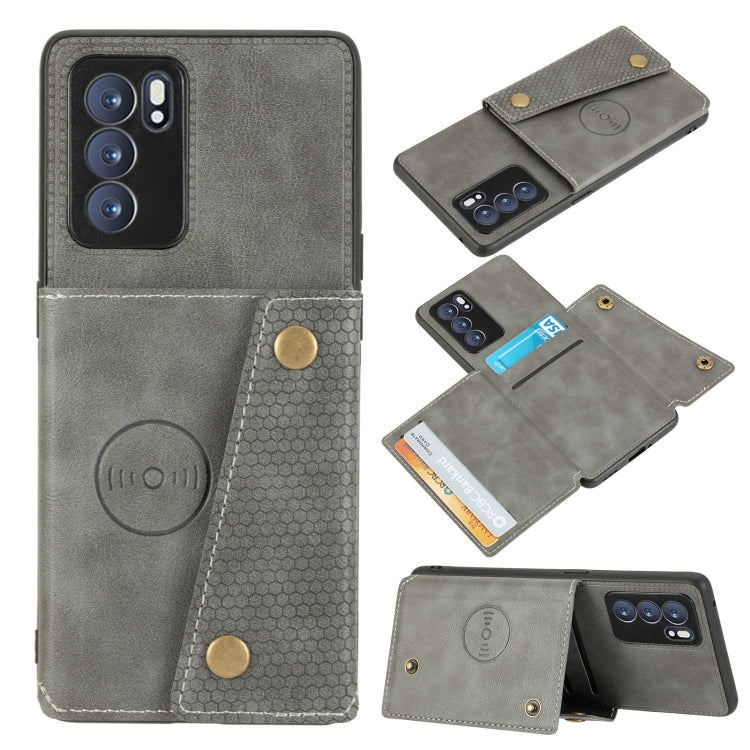 Double Buckle PU + TPU Shockproof Magnetic Protective Case with Card Slot &amp; Holder