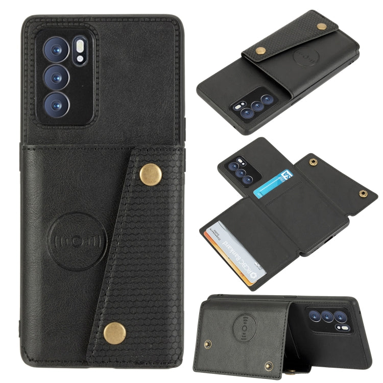 Double Buckle PU + TPU Shockproof Magnetic Protective Case with Card Slot & Holder