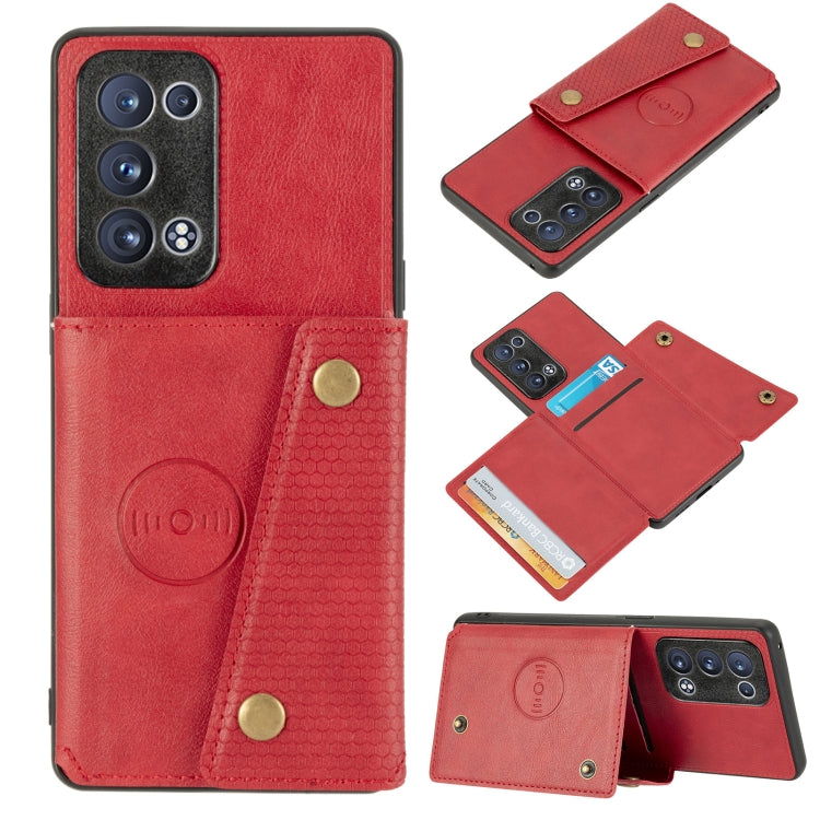 Double Buckle PU + TPU Shockproof Magnetic Protective Case with Card Slot &amp; Holder