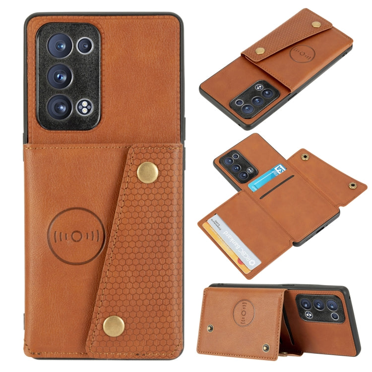 Double Buckle PU + TPU Shockproof Magnetic Protective Case with Card Slot &amp; Holder