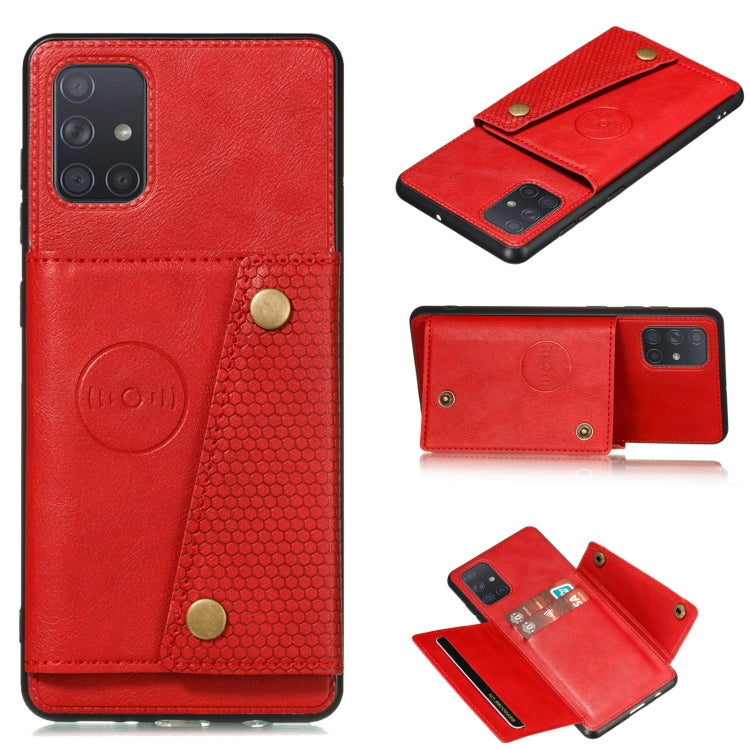 Double Buckle PU + TPU Shockproof Magnetic Protective Case with Card Slot &amp; Holder