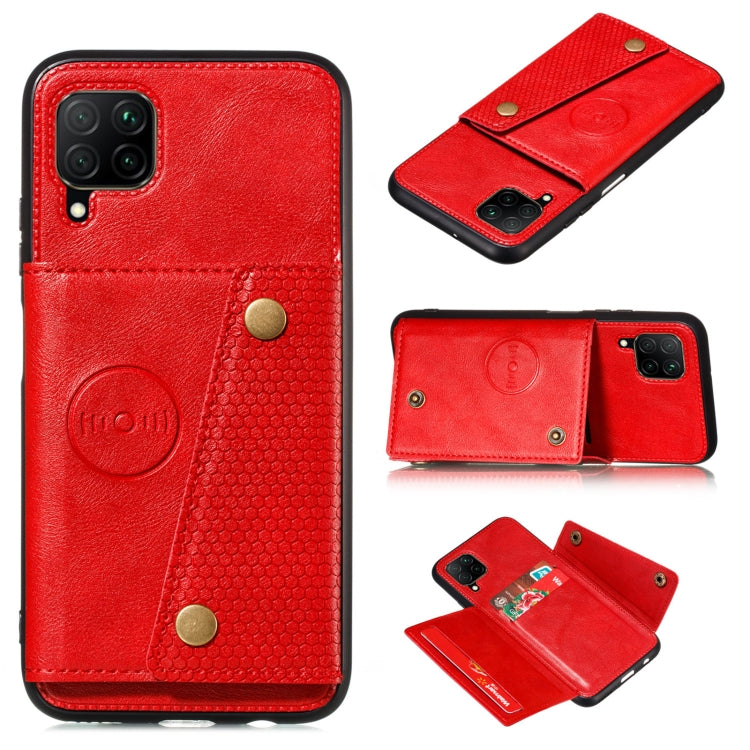 Double Buckle PU + TPU Shockproof Magnetic Protective Case with Card Slot &amp; Holder