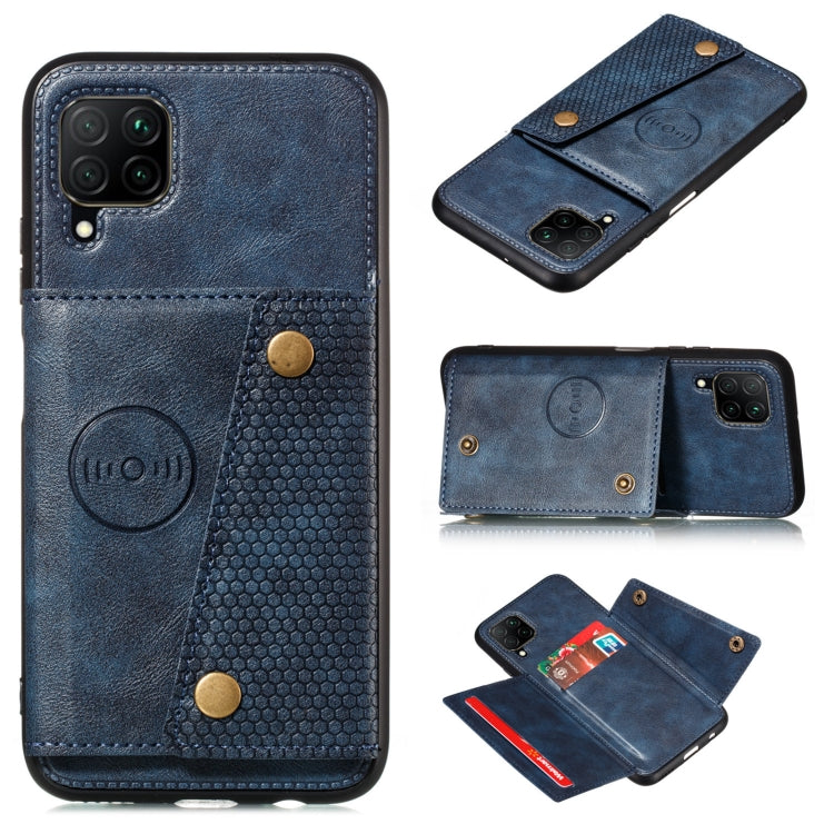 Double Buckle PU + TPU Shockproof Magnetic Protective Case with Card Slot & Holder