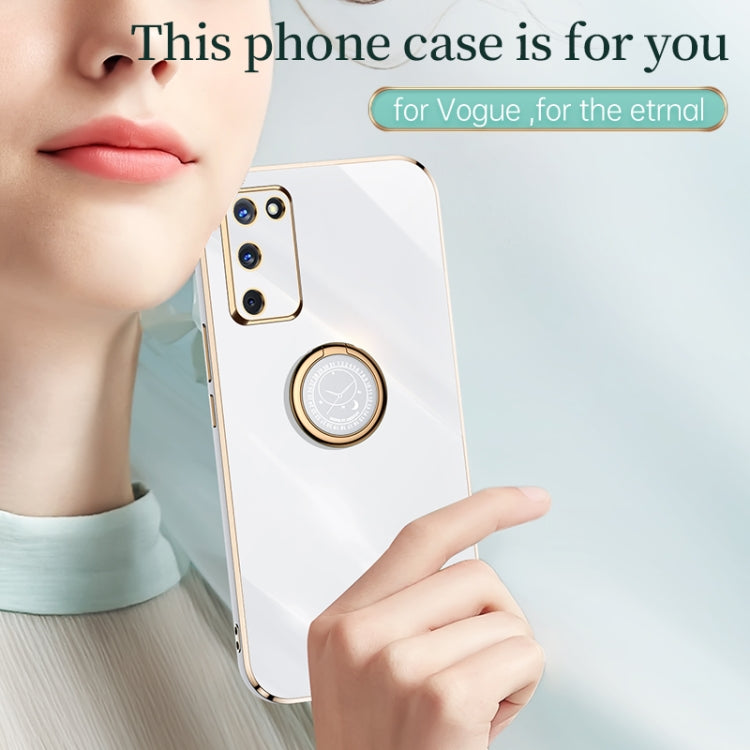 XINLI Straight Edge 6D Electroplate TPU Phone Case with Ring Holder
