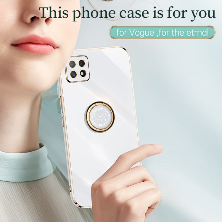 XINLI Straight Edge 6D Electroplate TPU Phone Case with Ring Holder, For OPPO A72, For OPPO A91, For OPPO A92s, For OPPO A93