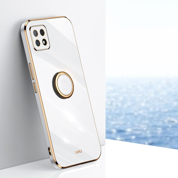 XINLI Straight Edge 6D Electroplate TPU Phone Case with Ring Holder