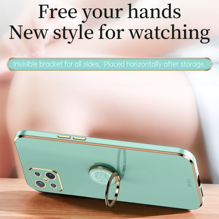 XINLI Straight Edge 6D Electroplate TPU Phone Case with Ring Holder