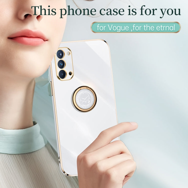 XINLI Straight Edge 6D Electroplate TPU Phone Case with Ring Holder, For OPPO Reno4 Pro, For OPPO Reno4 SE, For OPPO Reno5 4G, For OPPO Reno5 Pro