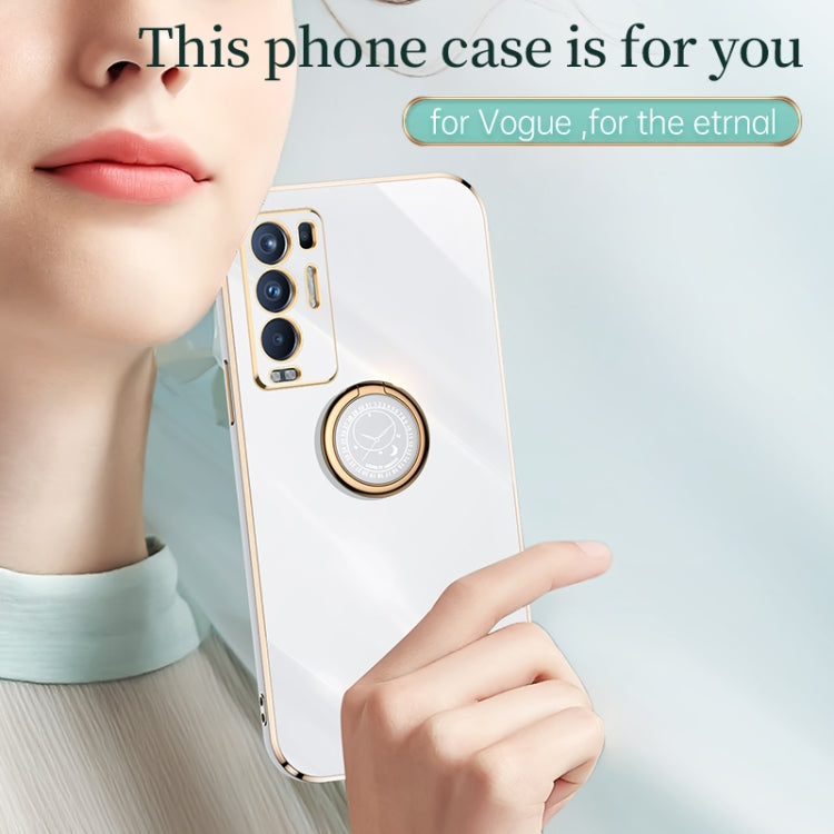 XINLI Straight Edge 6D Electroplate TPU Phone Case with Ring Holder, For OPPO Reno5 Pro+, For OPPO Reno6 5G, For OPPO Reno6 Pro 5G, For OPPO Reno6 Pro+ 5G