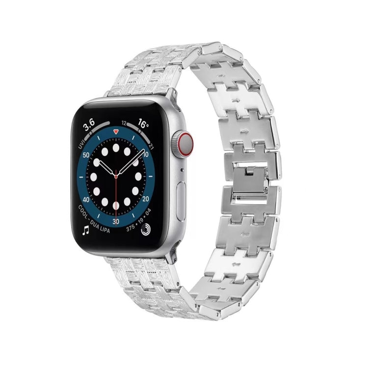 Woven Texture Stainless Steel Replacement Watchband For Apple Watch Series, 7 41mm / 6 &amp; SE &amp; 5 &amp; 4 40mm / 3 &amp; 2 &amp; 1 38mm, 7 45mm / 6 &amp; SE &amp; 5 &amp; 4 44mm / 3 &amp; 2 &amp; 1 42mm