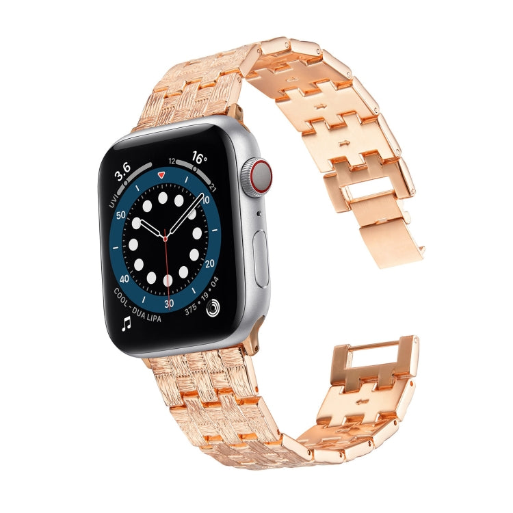 Woven Texture Stainless Steel Replacement Watchband For Apple Watch Series, 7 41mm / 6 & SE & 5 & 4 40mm / 3 & 2 & 1 38mm, 7 45mm / 6 & SE & 5 & 4 44mm / 3 & 2 & 1 42mm