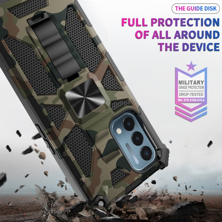 Camouflage Armor Shockproof TPU + PC Magnetic Protective Case with Holder, For OPPO A54 4G / A55 5G