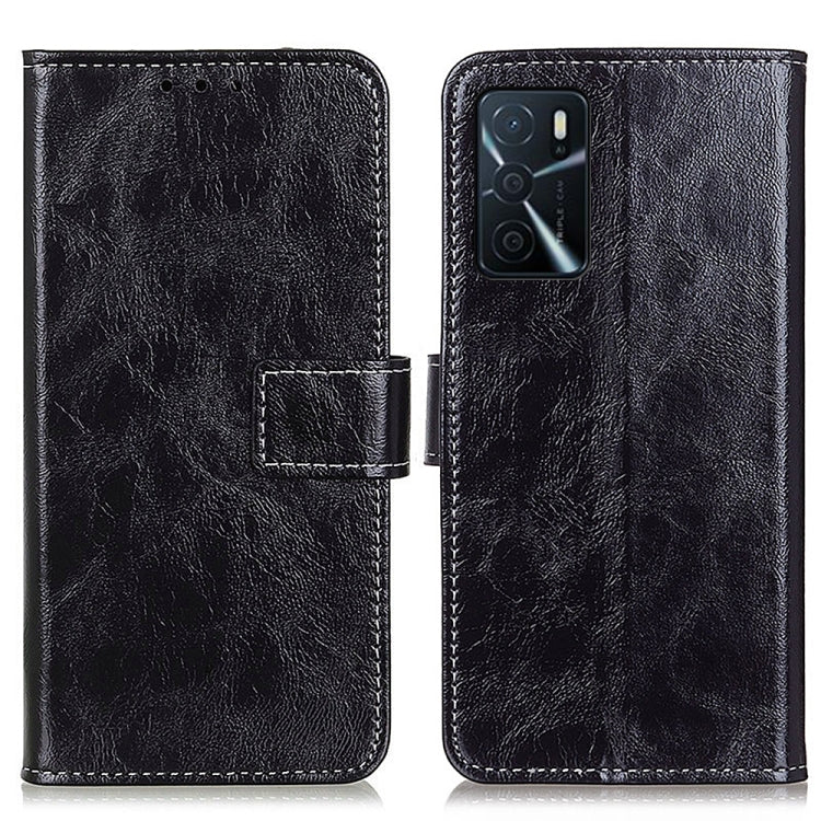 Retro Crazy Horse Texture Horizontal Flip Leather Case with Holder & Card Slots & Photo Frame & Wallet, For OPPO A16