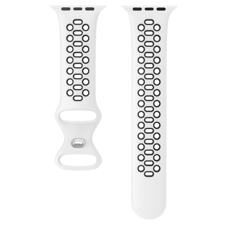 Two-color 8-buckle Silicone Replacement Strap Watchband For Apple Watch Series, 7 41mm / 6 &amp; SE &amp; 5 &amp; 4 40mm / 3 &amp; 2 &amp; 1 38mm, 7 45mm / 6 &amp; SE &amp; 5 &amp; 4 44mm / 3 &amp; 2 &amp; 1 42mm