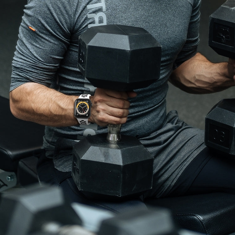 Two-color 8-buckle Silicone Replacement Strap Watchband For Apple Watch Series, 7 41mm / 6 & SE & 5 & 4 40mm / 3 & 2 & 1 38mm