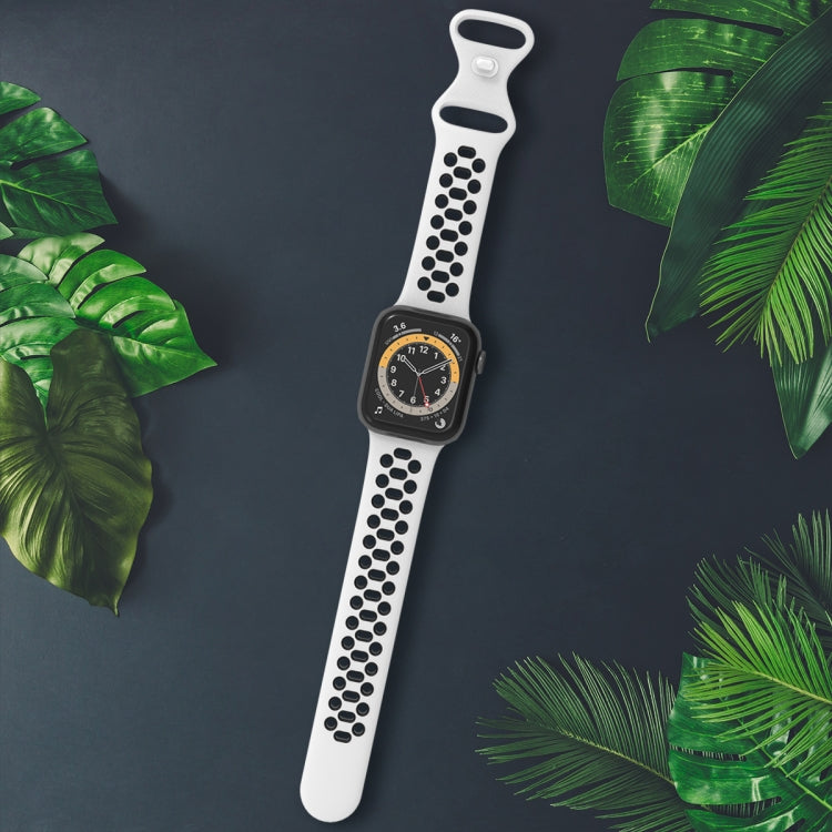 Two-color 8-buckle Silicone Replacement Strap Watchband For Apple Watch Series, 7 41mm / 6 & SE & 5 & 4 40mm / 3 & 2 & 1 38mm