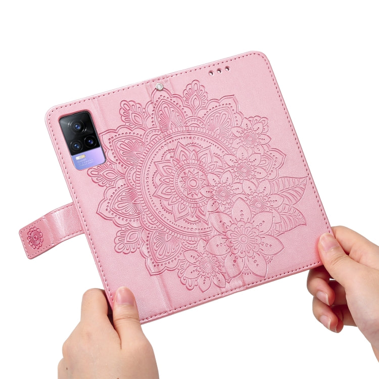 7-petal Flowers Embossing Pattern Horizontal Flip PU Leather Case with Holder & Card Slots & Wallet & Photo Frame, For vivo V21 4G / V21 5G, For vivo V21e, For vivo Y73 2021