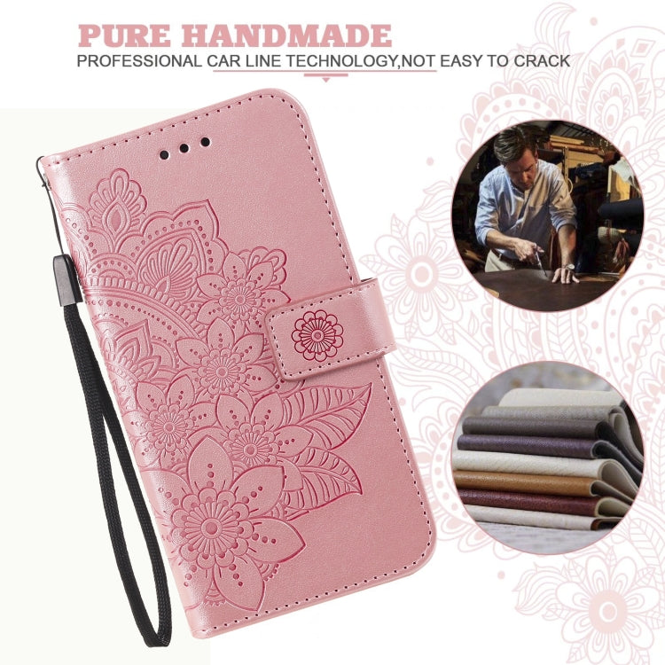 7-petal Flowers Embossing Pattern Horizontal Flip PU Leather Case with Holder & Card Slots & Wallet & Photo Frame, For vivo V21 4G / V21 5G, For vivo V21e, For vivo Y73 2021