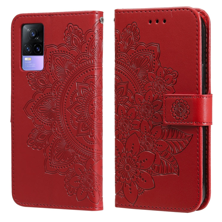 7-petal Flowers Embossing Pattern Horizontal Flip PU Leather Case with Holder & Card Slots & Wallet & Photo Frame, For vivo V21 4G / V21 5G, For vivo V21e, For vivo Y73 2021