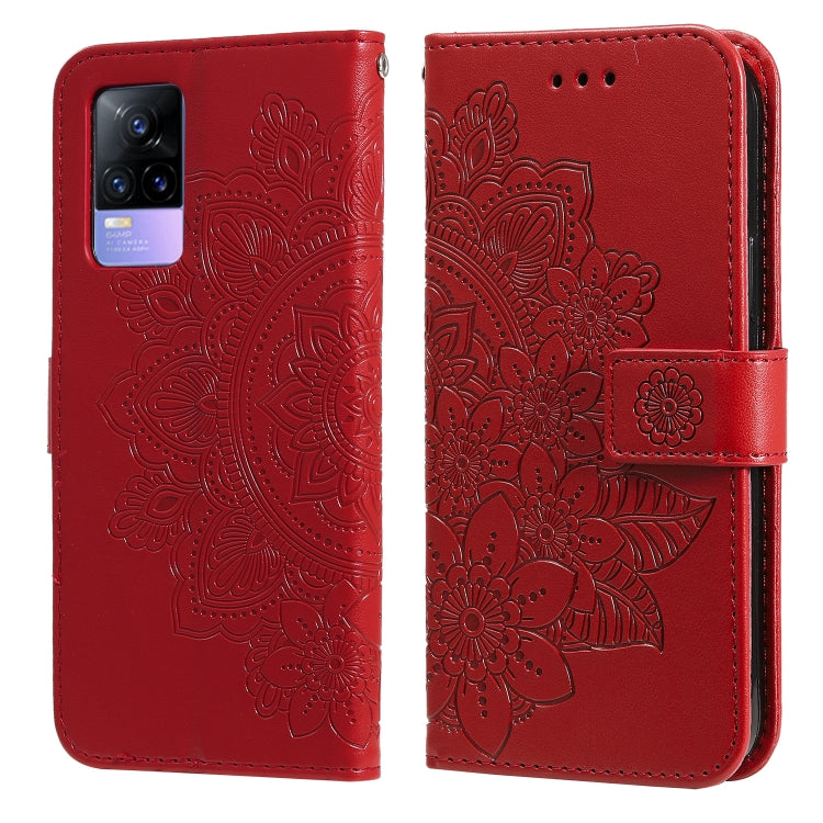 7-petal Flowers Embossing Pattern Horizontal Flip PU Leather Case with Holder & Card Slots & Wallet & Photo Frame, For vivo V21 4G / V21 5G, For vivo V21e, For vivo Y73 2021