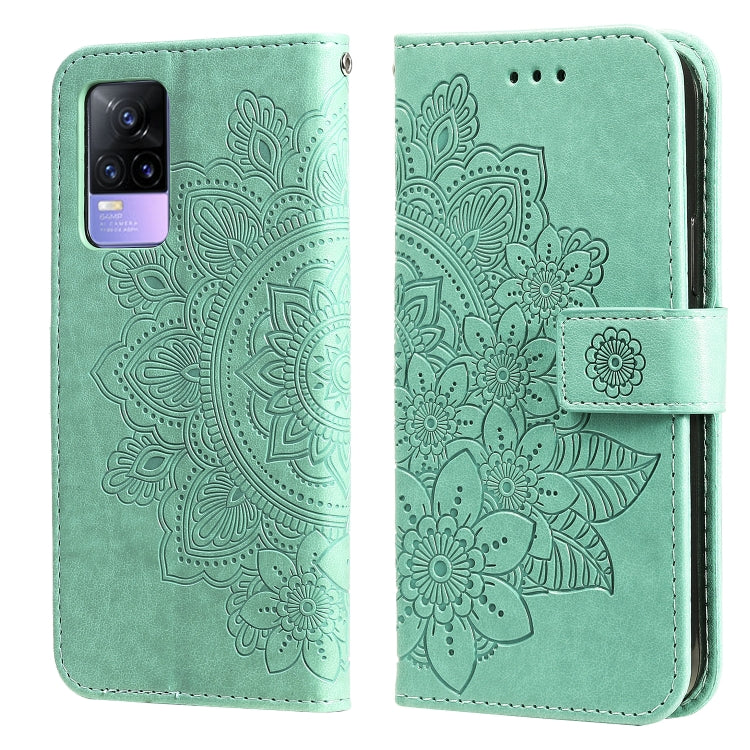 7-petal Flowers Embossing Pattern Horizontal Flip PU Leather Case with Holder & Card Slots & Wallet & Photo Frame, For vivo V21 4G / V21 5G, For vivo V21e, For vivo Y73 2021