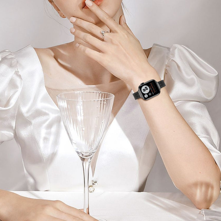 14mm Seven-beads Double Safety Buckle Slim Steel Replacement Strap Watchband For Apple Watch Series, 7 41mm / 6 &amp; SE &amp; 5 &amp; 4 40mm / 3 &amp; 2 &amp; 1 38mm, 7 45mm / 6 &amp; SE &amp; 5 &amp; 4 44mm / 3 &amp; 2 &amp; 1 42mm